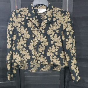 Elegant Black and Gold Floral Blouse